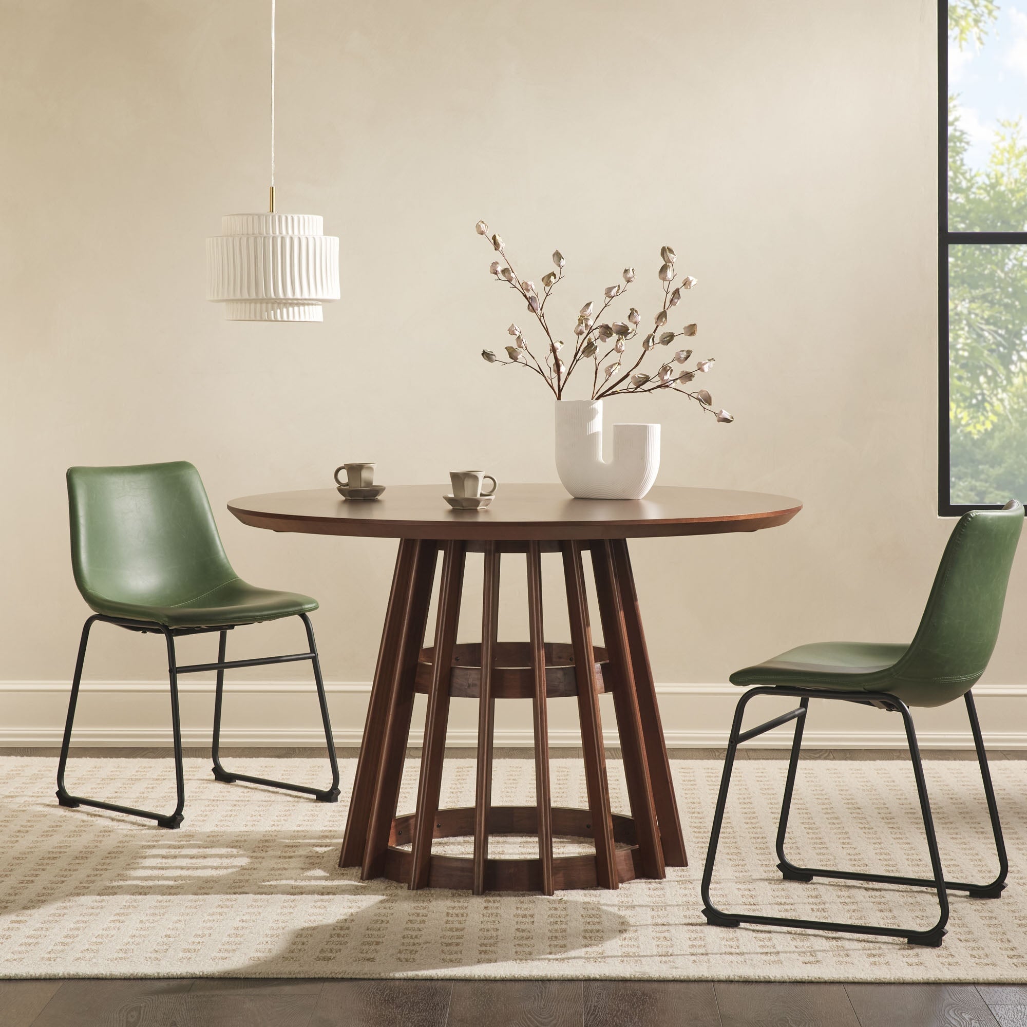 Mesa de comedor moderna redonda de madera maciza de 48 pulgadas