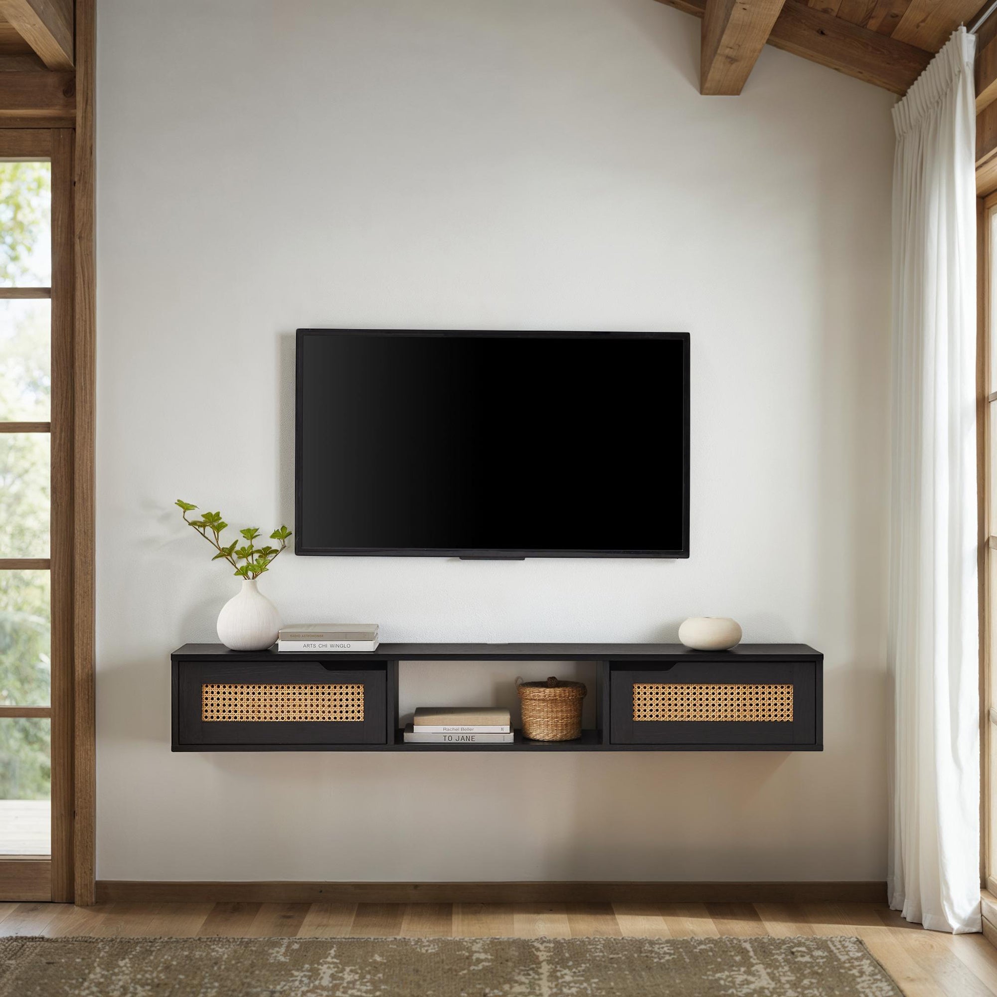 Mueble de TV flotante de dos puertas Hamkke Boho