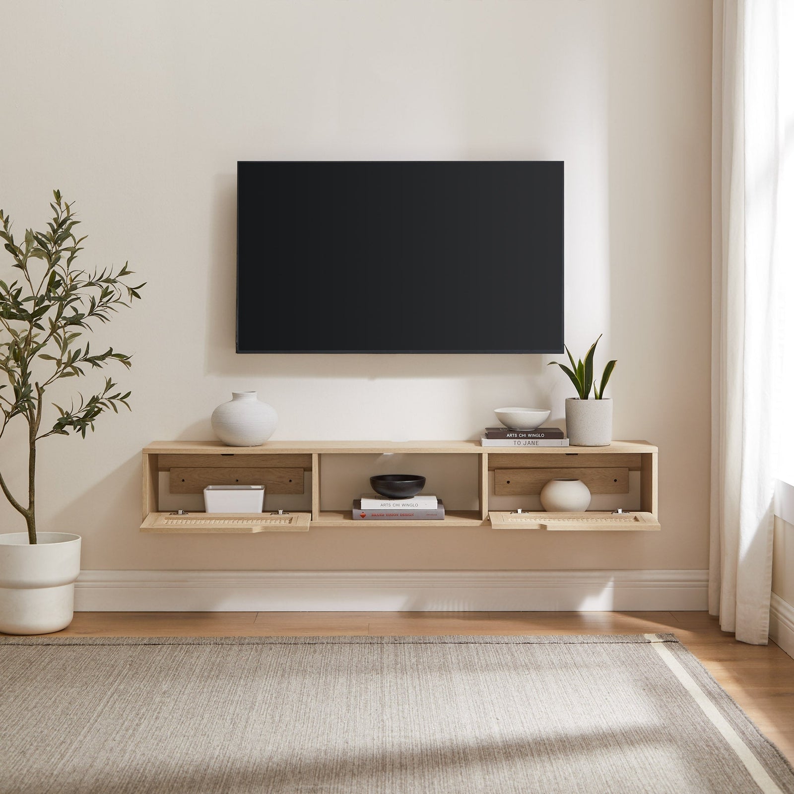 Mueble de TV flotante de dos puertas Hamkke Boho