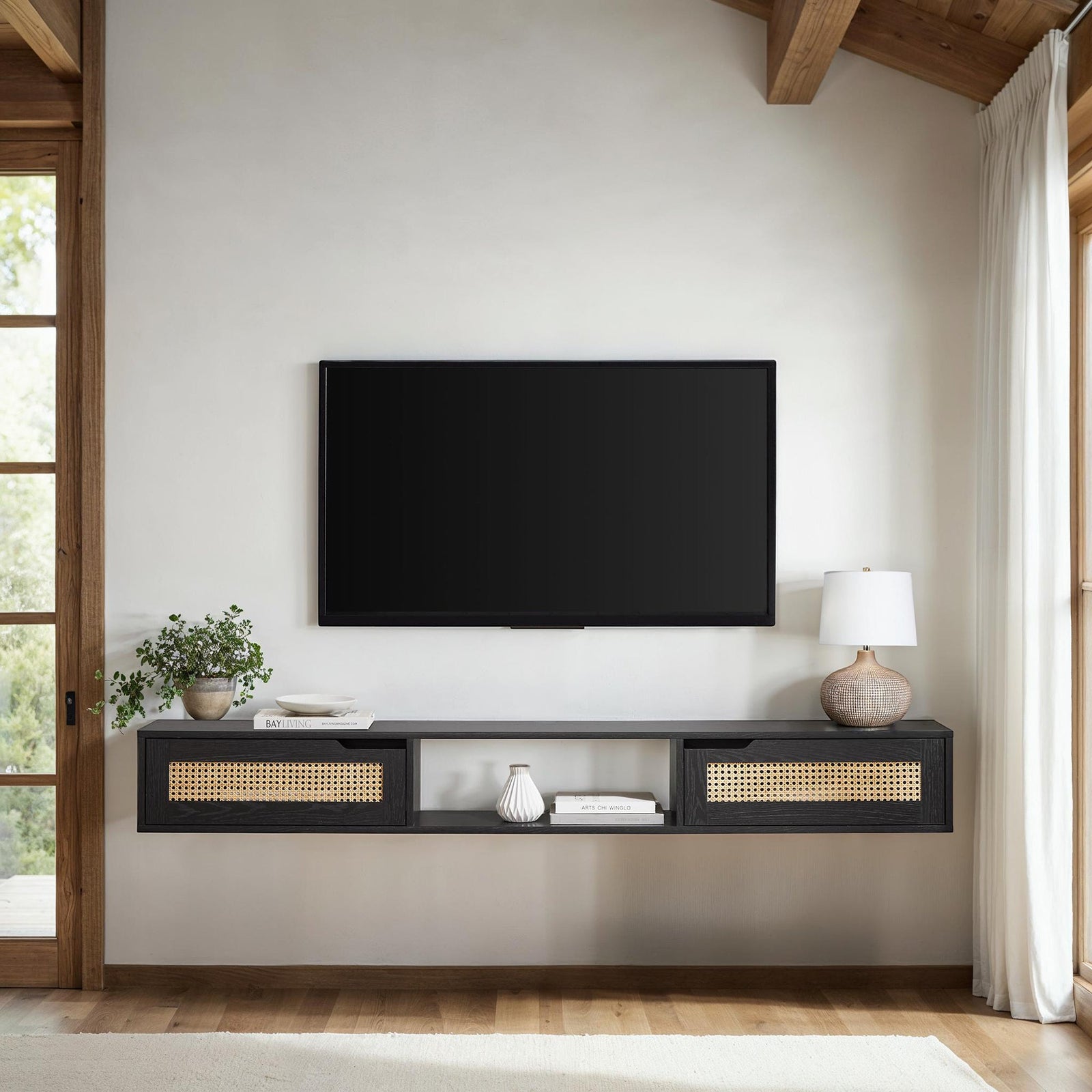Mueble de TV flotante de dos puertas Hamkke Boho