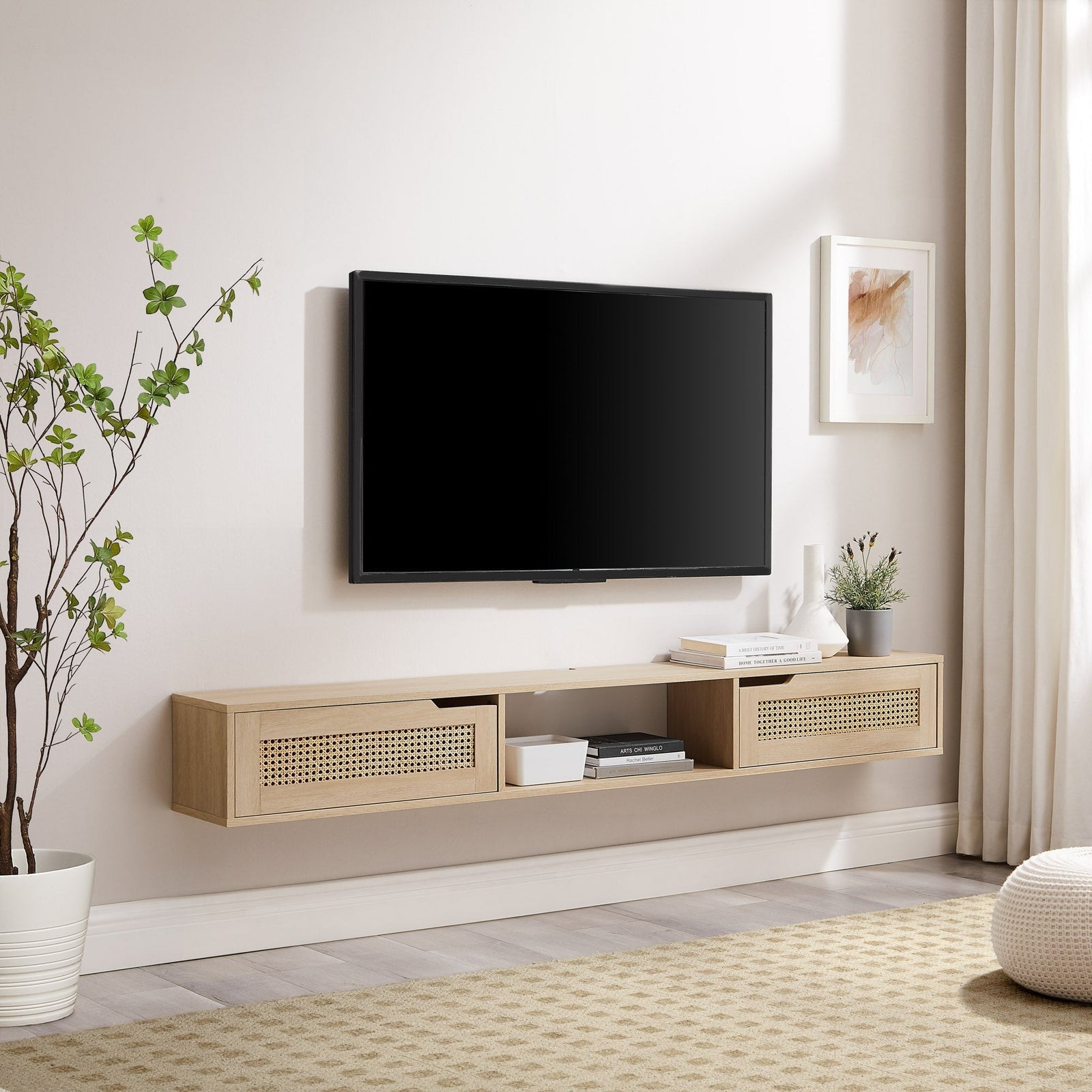 Mueble de TV flotante de dos puertas Hamkke Boho