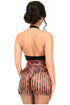 Red Plaid Faux Leather Fringe Skirt