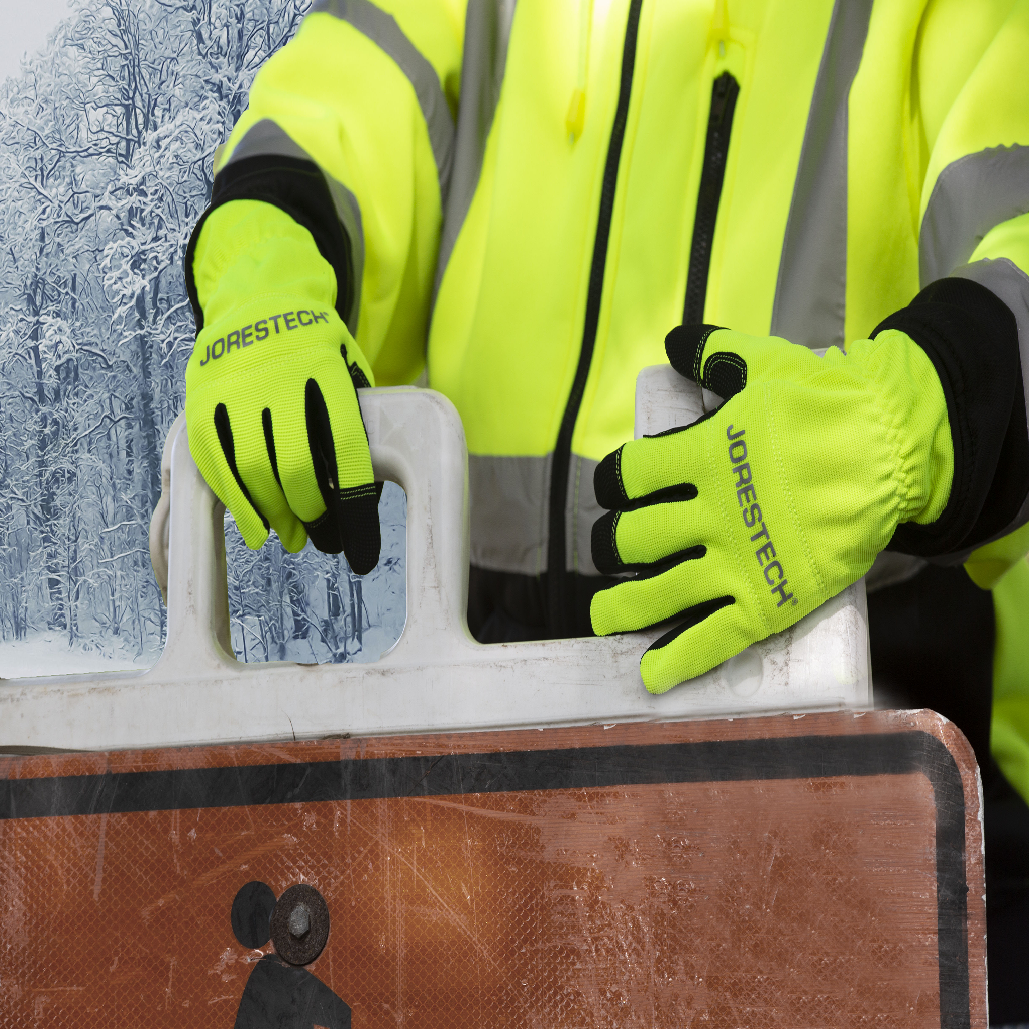 Hi-Vis Touchscreen Safety Work Gloves with Fleece Lining