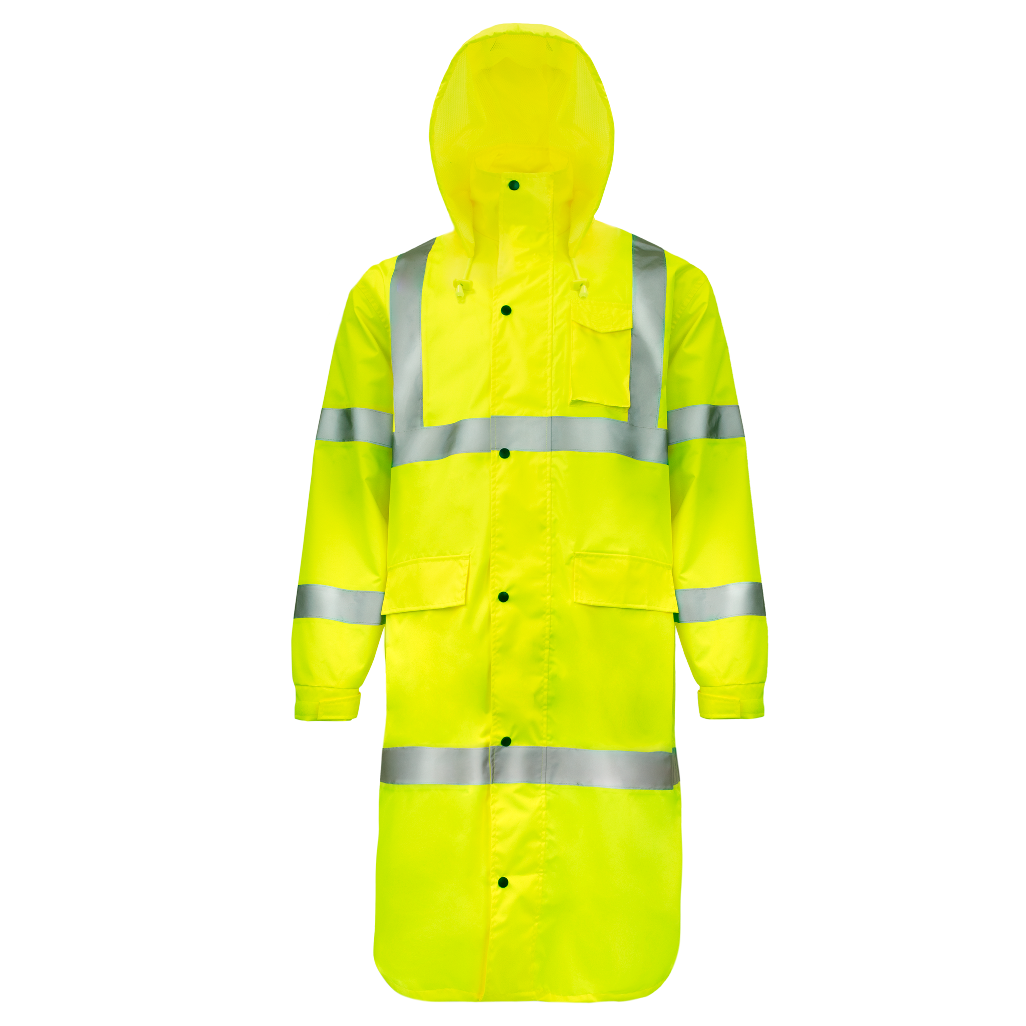 Hi-Vis Yellow Raincoat with 2" Reflective Strips