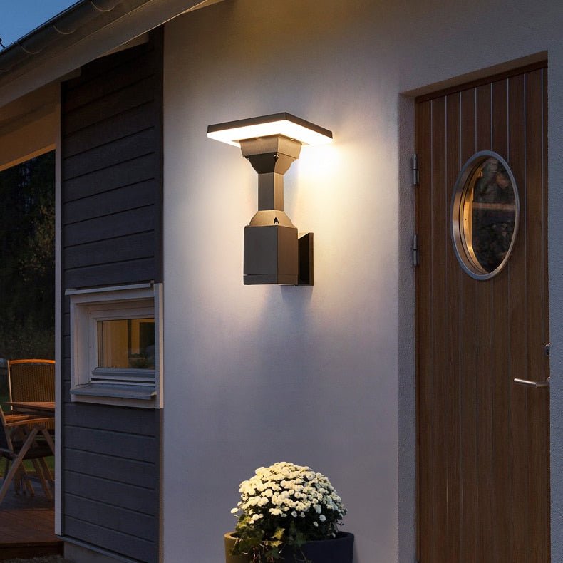 Lámpara de pared LED impermeable para exteriores, creativa, de color negro, para balcón, patio y porche