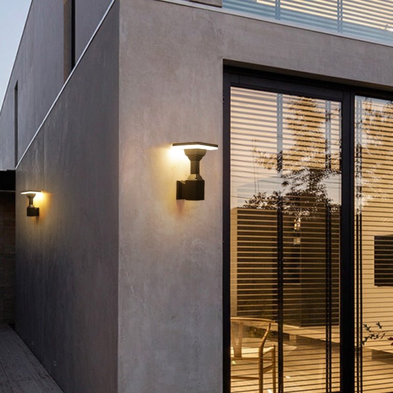 Lámpara de pared LED impermeable para exteriores, creativa, de color negro, para balcón, patio y porche