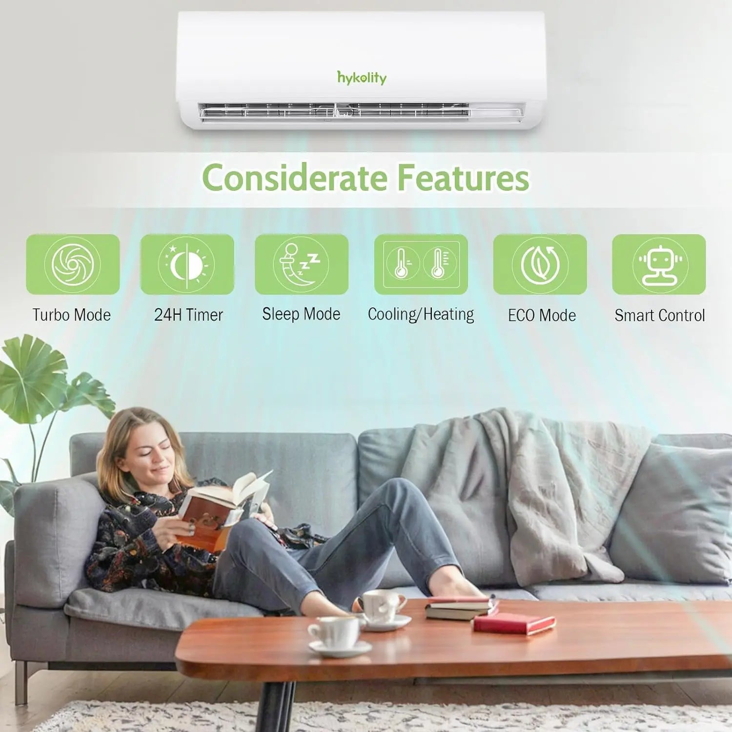 Wifi Enabled 12,000 BTU Mini Split Air Conditioner & Heater, 19 SEER2 115V Split AC Unit Ductless Inverter System with Heat Pump, Installation Kits - Cools Rooms up to 750 Sq.Ft