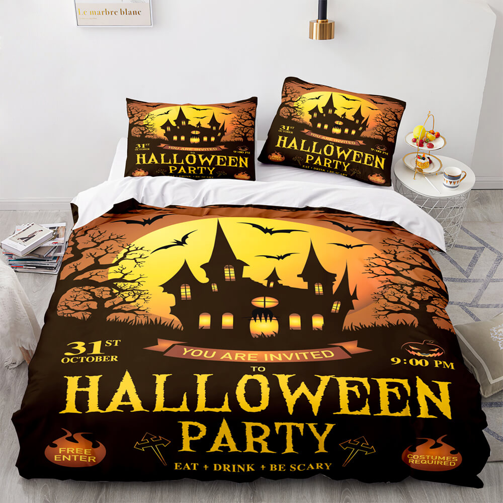 Juego de cama con decoración de Halloween, funda de edredón, decoración de habitación
