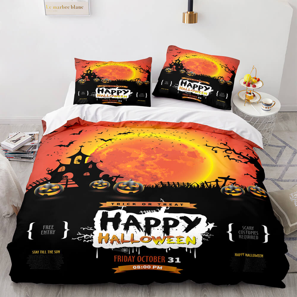 Juego de cama con decoración de Halloween, funda de edredón, decoración de habitación