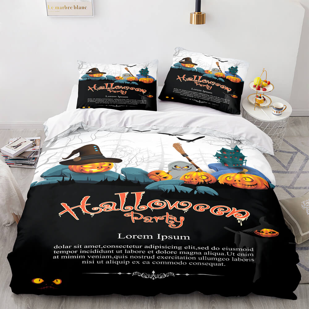 Juego de cama con decoración de Halloween, funda de edredón, decoración de habitación