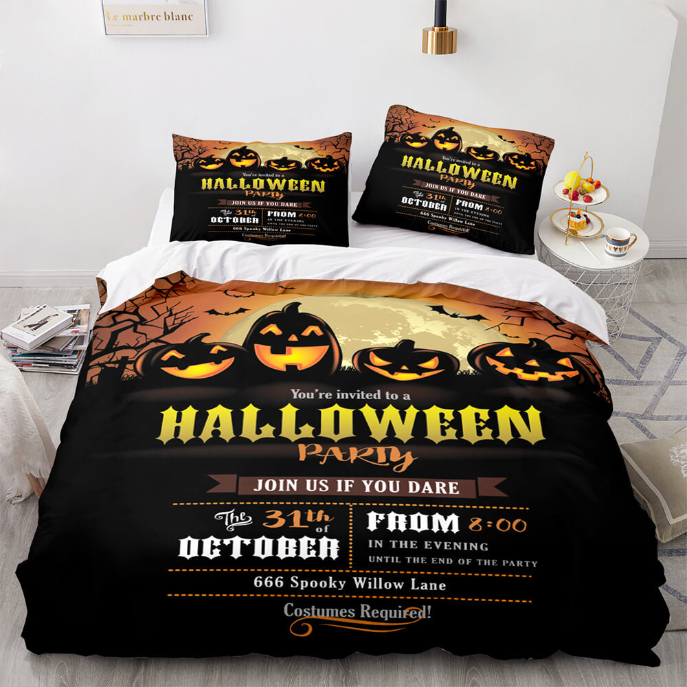 Juego de cama con decoración de Halloween, funda de edredón, decoración de habitación