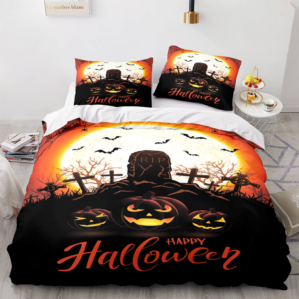 Juego de cama con decoración de Halloween, funda de edredón, decoración de habitación