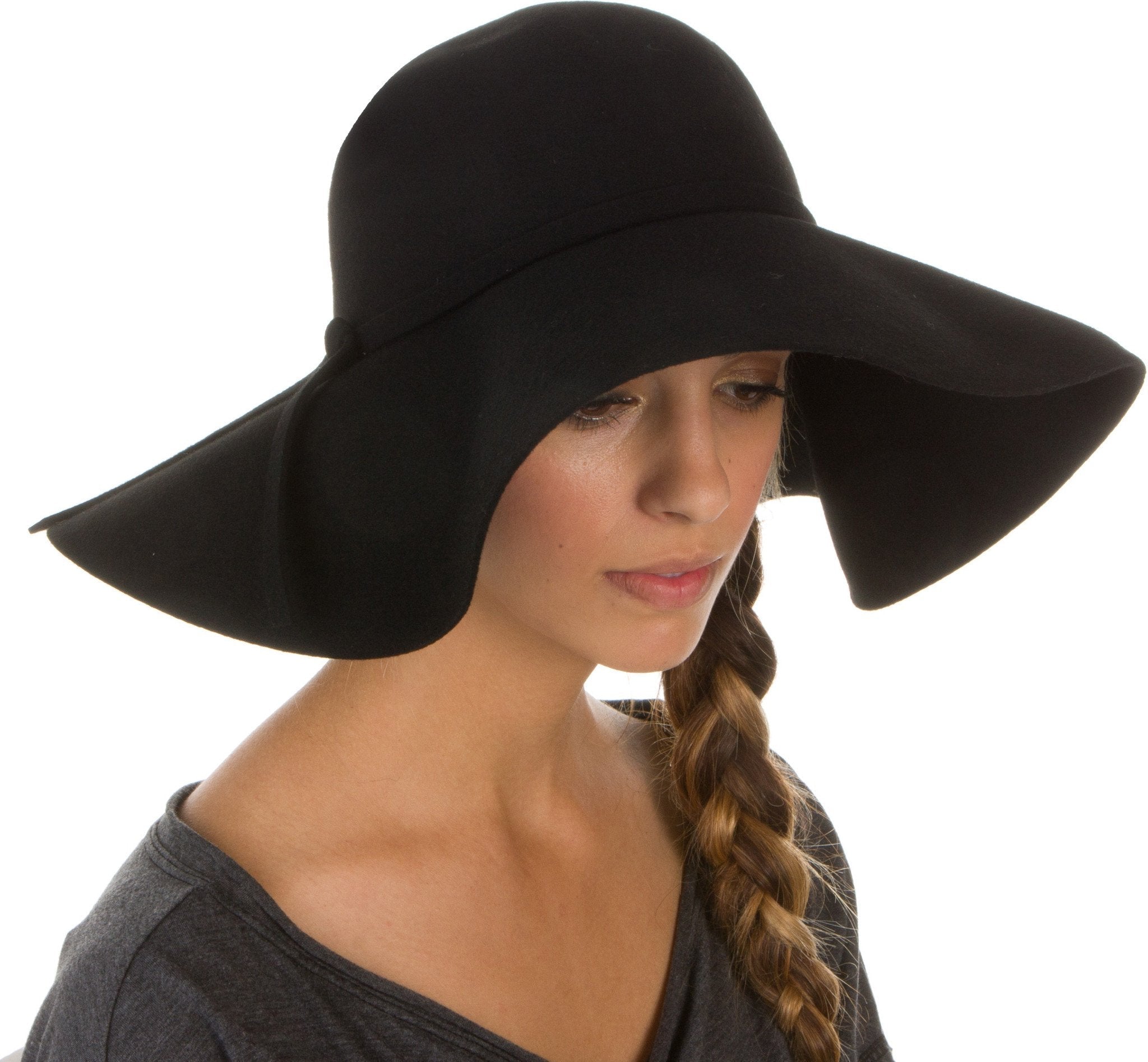 Sombrero flexible plegable de ala ancha Sakkas para mujer, 100 % lana