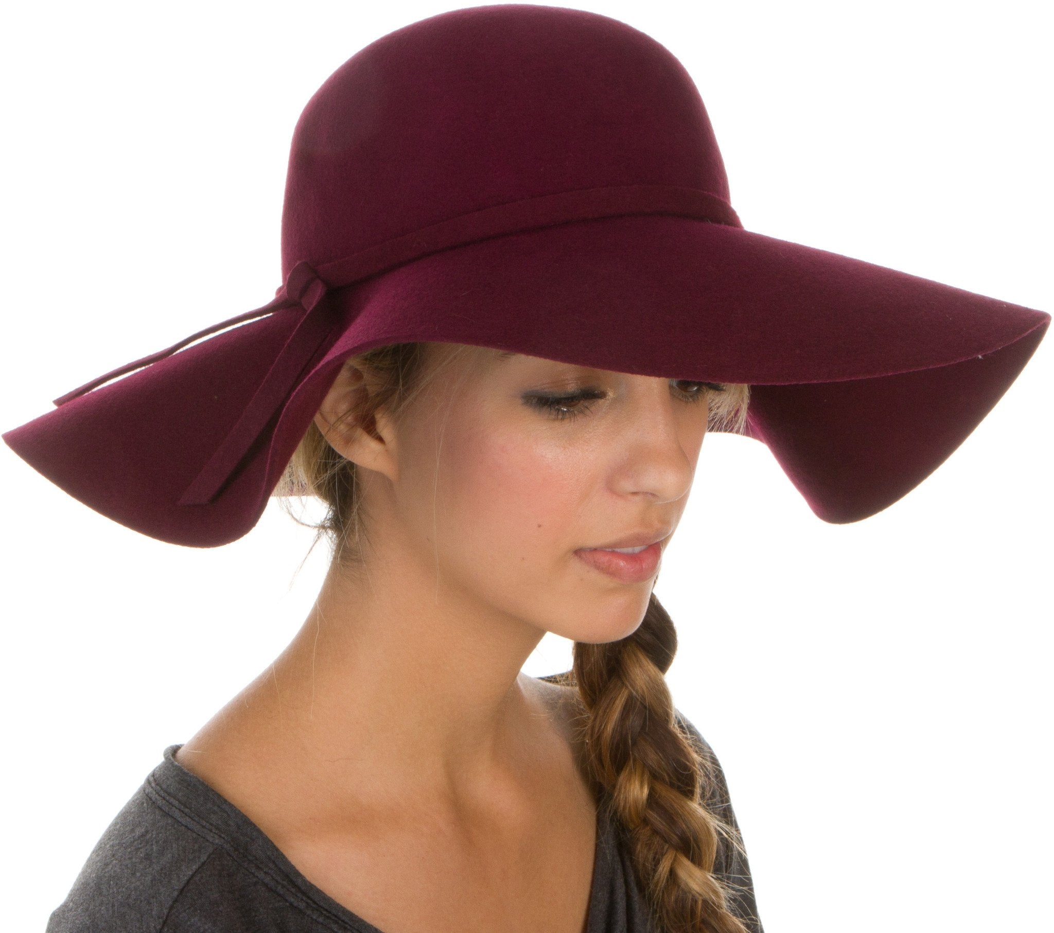 Sombrero flexible plegable de ala ancha Sakkas para mujer, 100 % lana