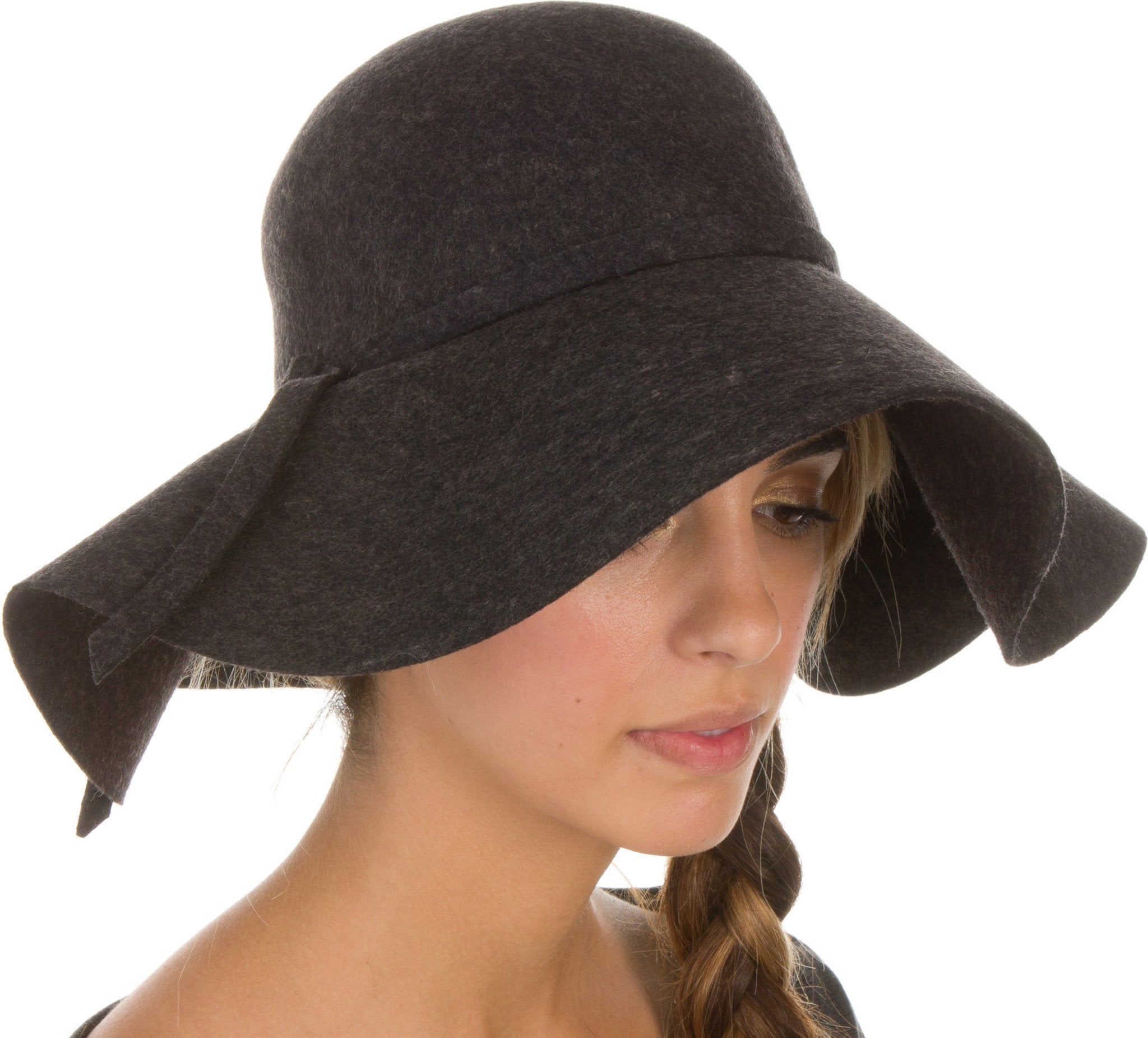 Sombrero flexible plegable de ala ancha Sakkas para mujer, 100 % lana