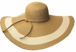 Sombrero de paja Sakkas con ala flexible extra ancha y rayas en contraste para mujer con protección solar UPF 50+