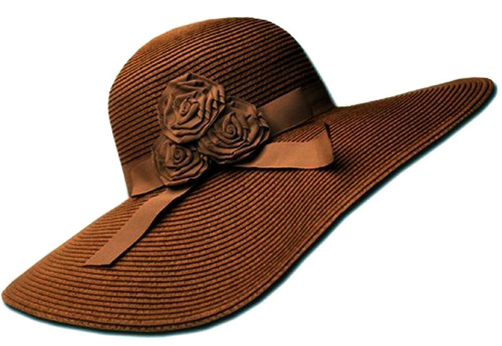 Sombrero flexible de ala ancha Sakkas para mujer, 100 % paja de papel con detalle floral y UPF 50+