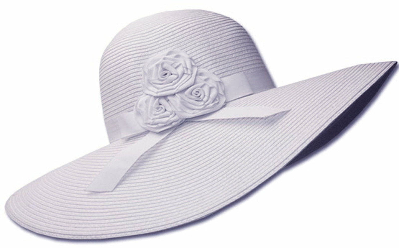 Sombrero flexible de ala ancha Sakkas para mujer, 100 % paja de papel con detalle floral y UPF 50+