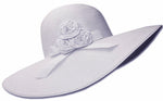 Sombrero flexible de ala ancha Sakkas para mujer, 100 % paja de papel con detalle floral y UPF 50+