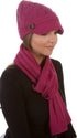 Conjunto de gorro, bufanda y visera de punto con cable y botón para mujer de Sakkas (2 piezas)