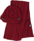 Conjunto de gorro, bufanda y visera de punto con cable y botón para mujer de Sakkas (2 piezas)