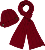 Conjunto de gorro, bufanda y visera de punto con cable y botón para mujer de Sakkas (2 piezas)