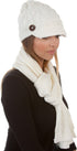 Conjunto de gorro, bufanda y visera de punto con cable y botón para mujer de Sakkas (2 piezas)