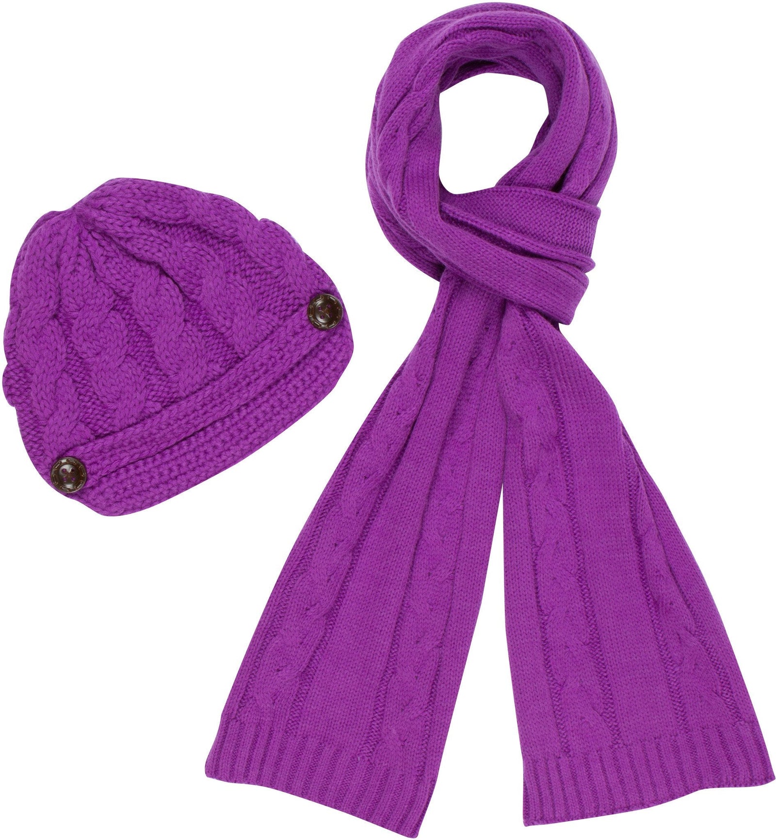 Conjunto de gorro, bufanda y visera de punto con cable y botón para mujer de Sakkas (2 piezas)