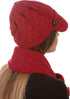 Conjunto de gorro, bufanda y visera de punto con cable y botón para mujer de Sakkas (2 piezas)
