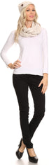 Sakkas Bri Classic Button Cable Knit Beanie Hat And Matching Infinity Scarf Set