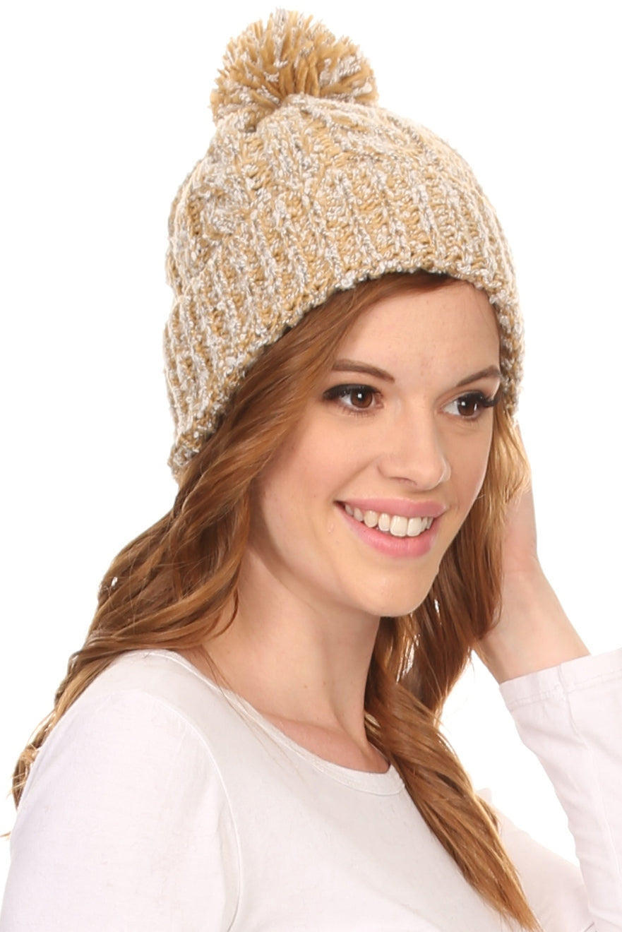 Gorro unisex de punto texturizado con pompón Sakkas Greer