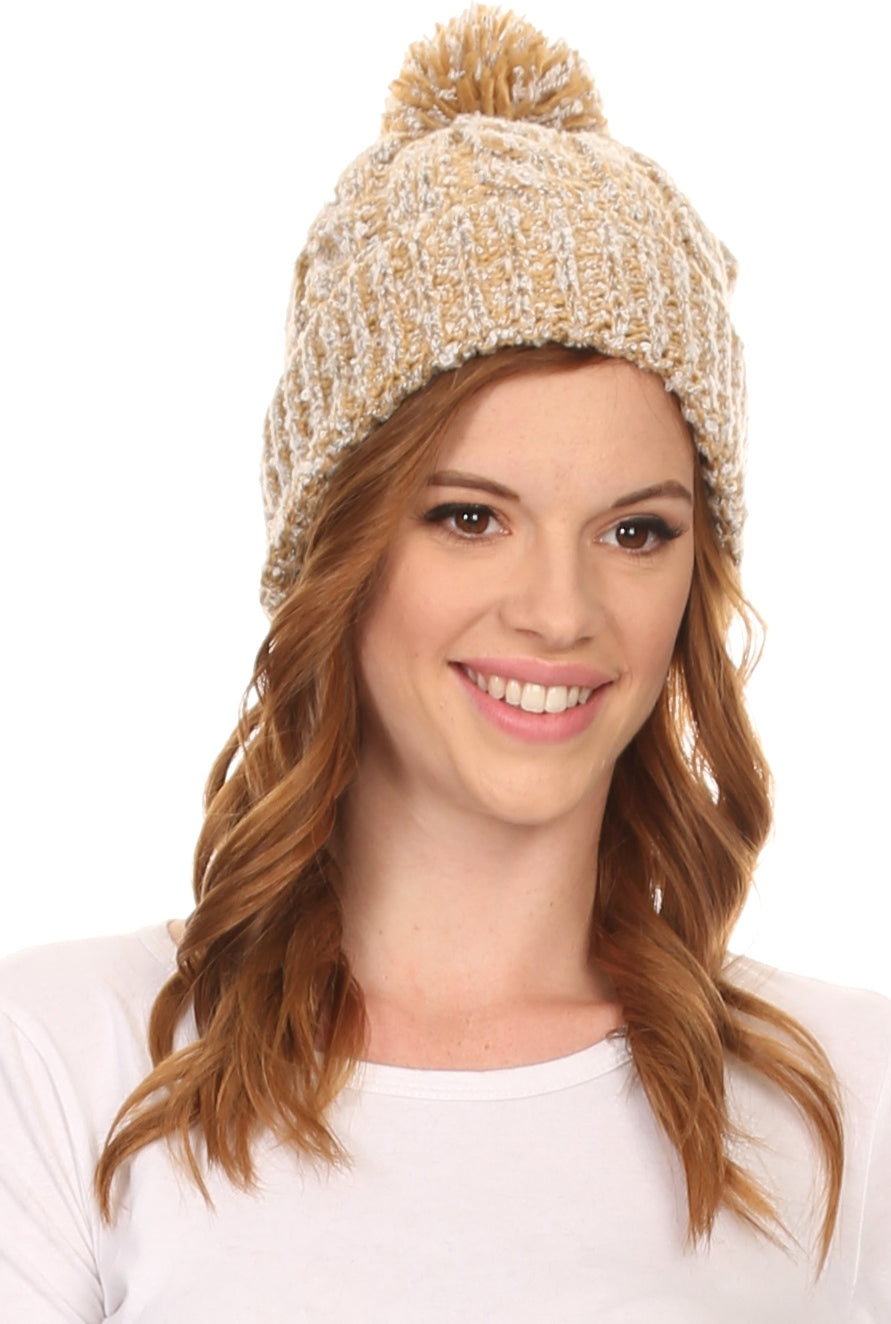 Gorro unisex de punto texturizado con pompón Sakkas Greer