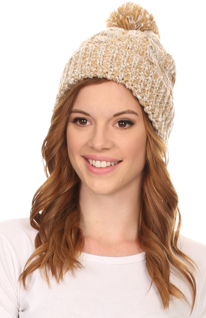 Gorro unisex de punto texturizado con pompón Sakkas Greer