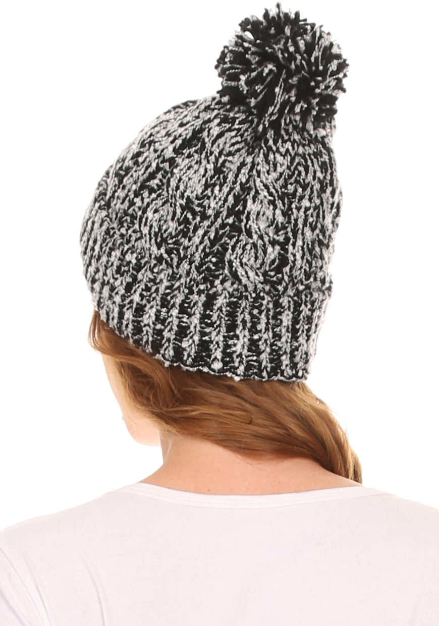 Gorro unisex de punto texturizado con pompón Sakkas Greer