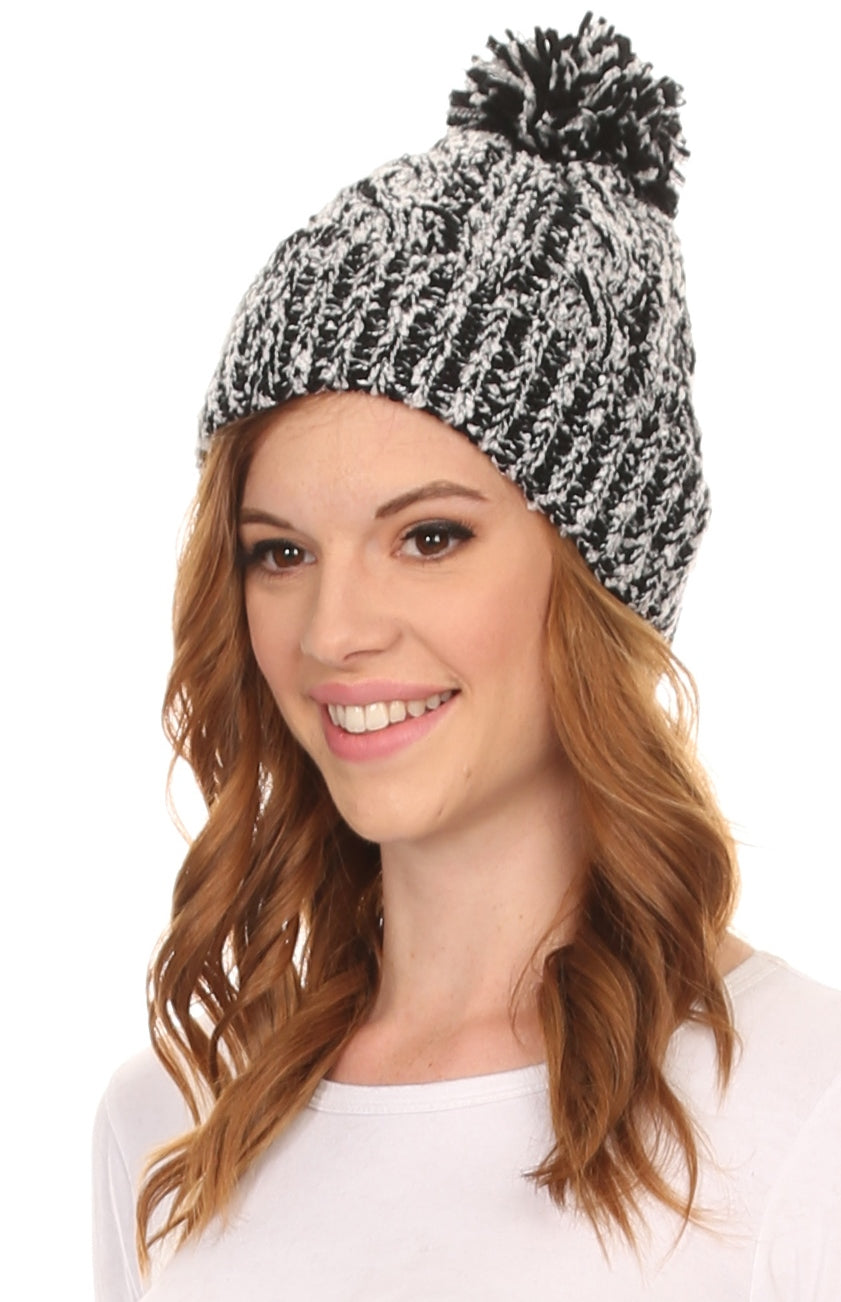 Gorro unisex de punto texturizado con pompón Sakkas Greer