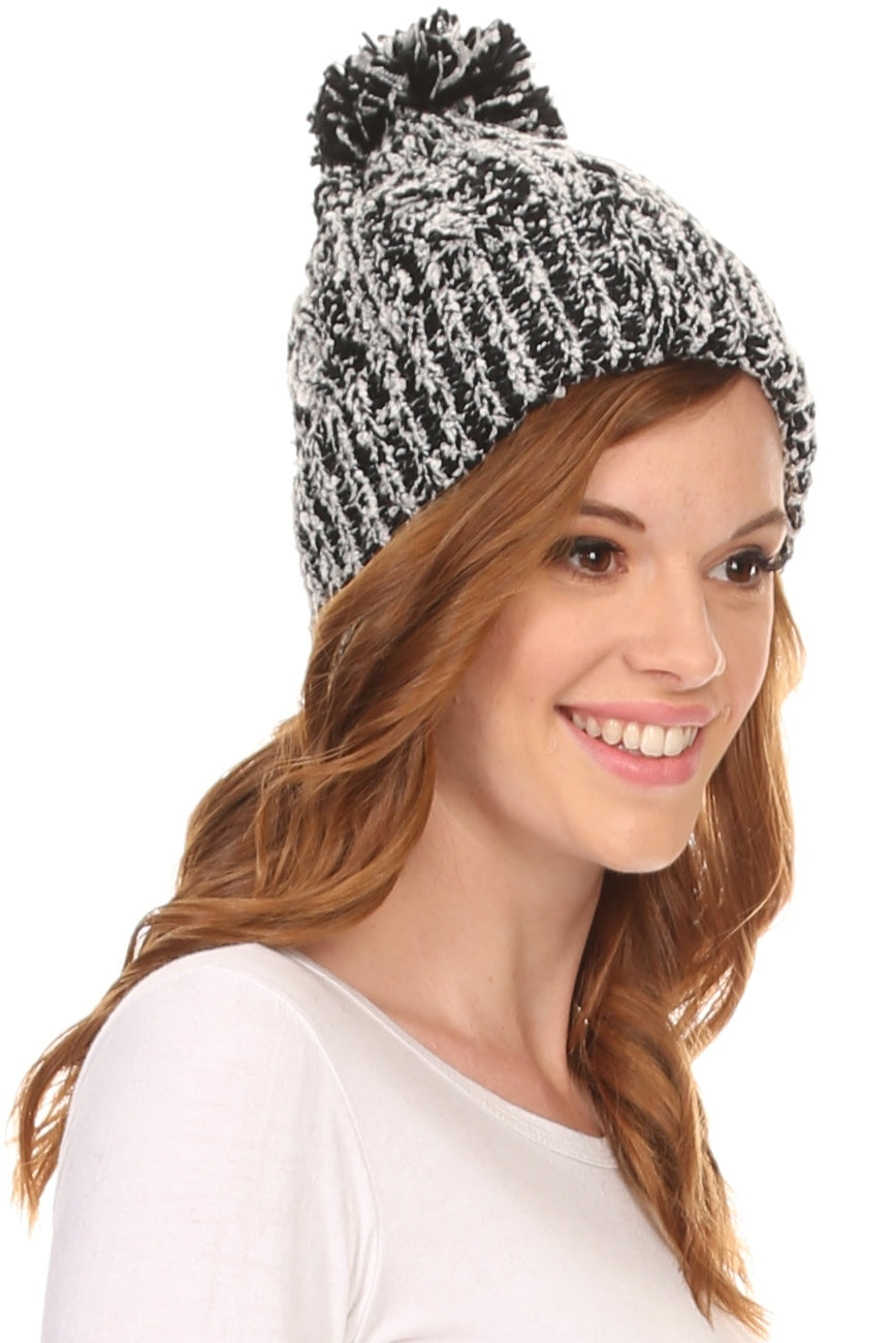 Gorro unisex de punto texturizado con pompón Sakkas Greer