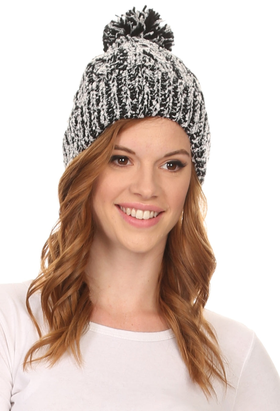 Gorro unisex de punto texturizado con pompón Sakkas Greer