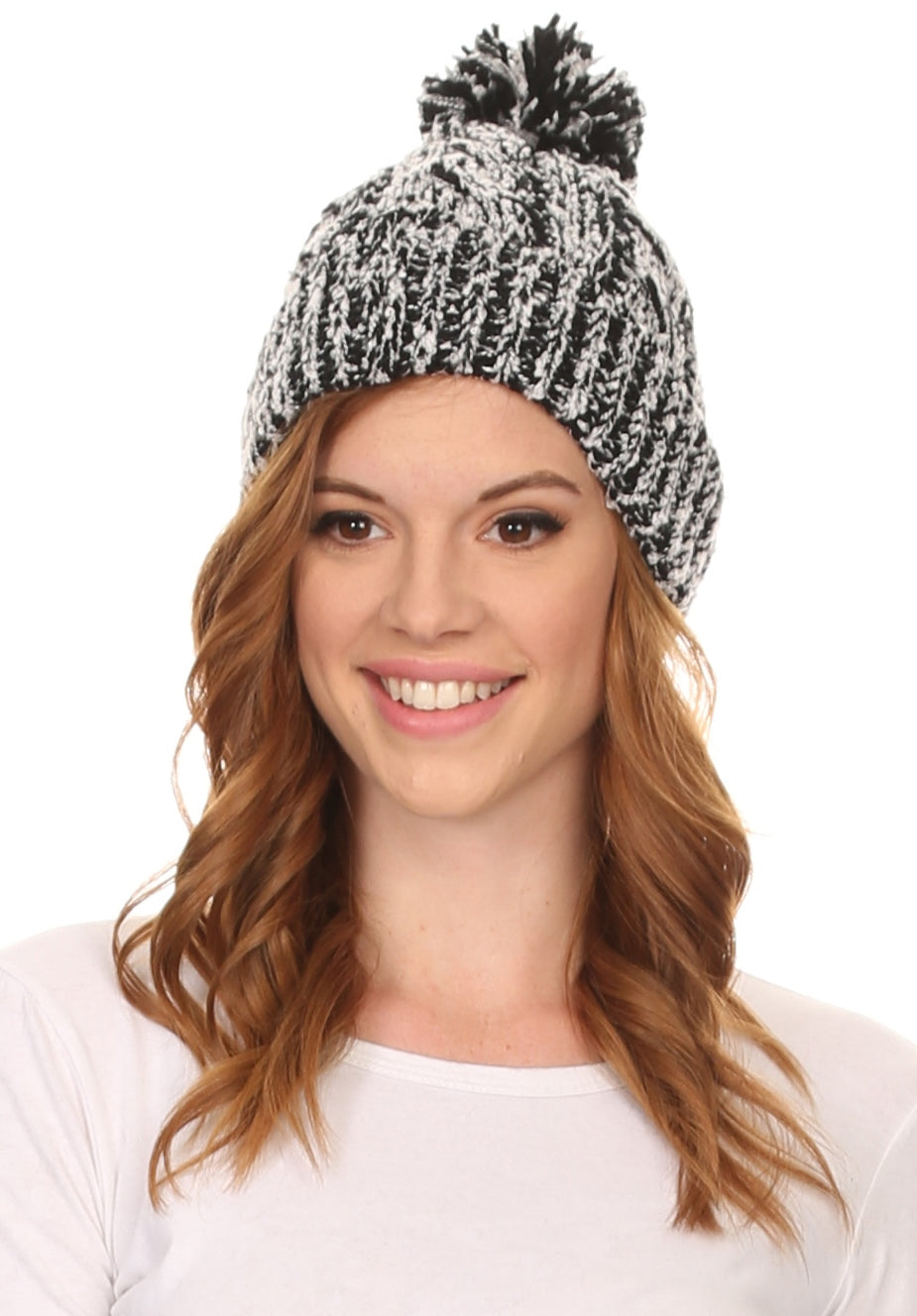 Gorro unisex de punto texturizado con pompón Sakkas Greer