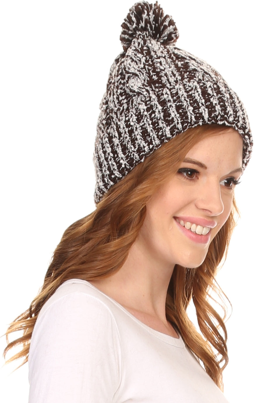 Gorro unisex de punto texturizado con pompón Sakkas Greer