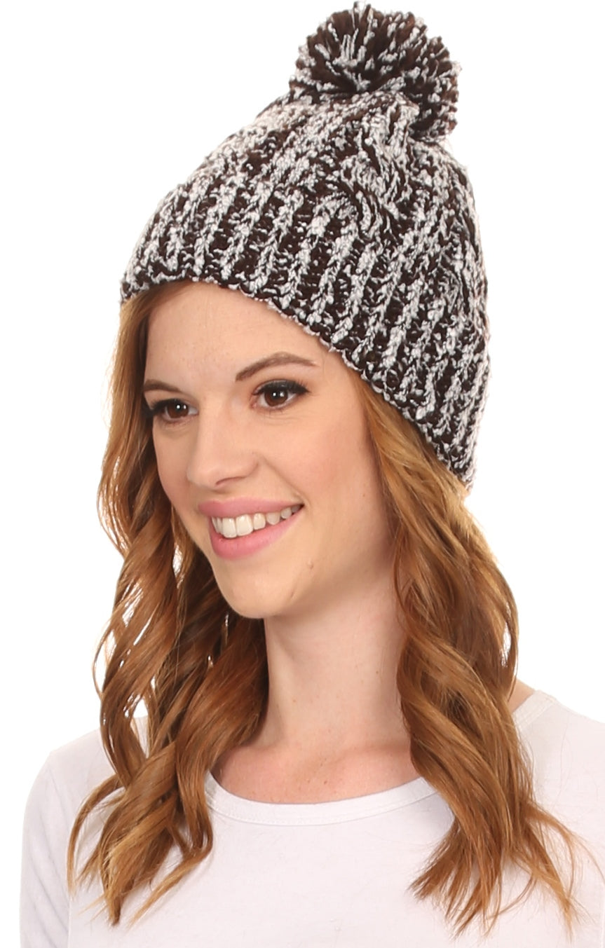 Gorro unisex de punto texturizado con pompón Sakkas Greer