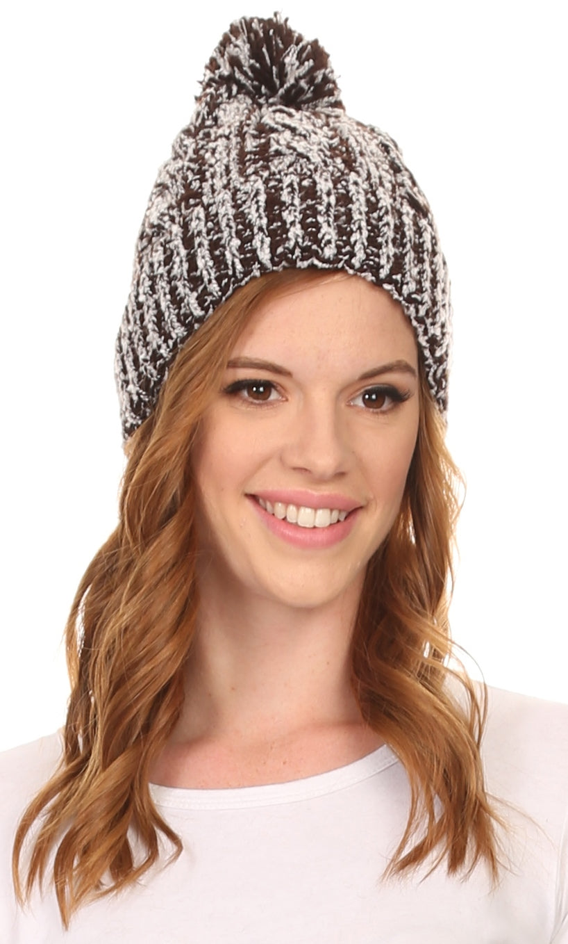 Gorro unisex de punto texturizado con pompón Sakkas Greer