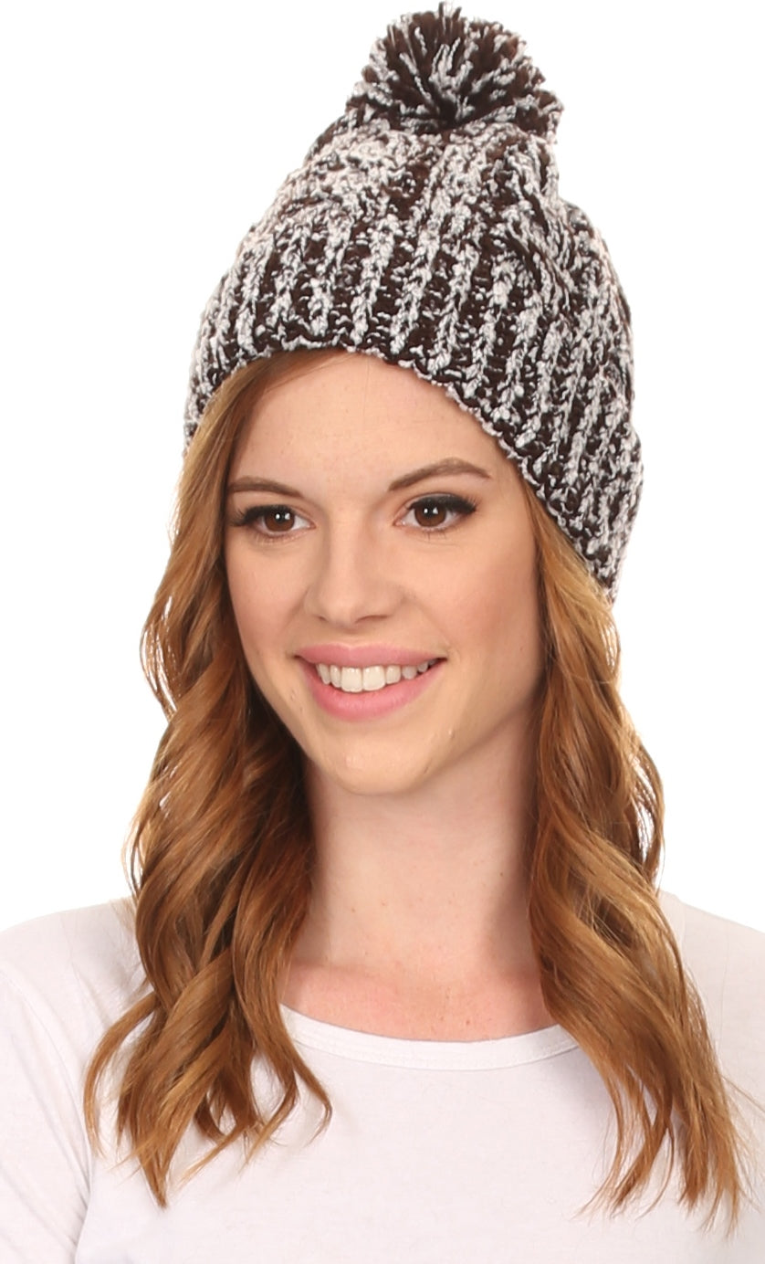 Gorro unisex de punto texturizado con pompón Sakkas Greer