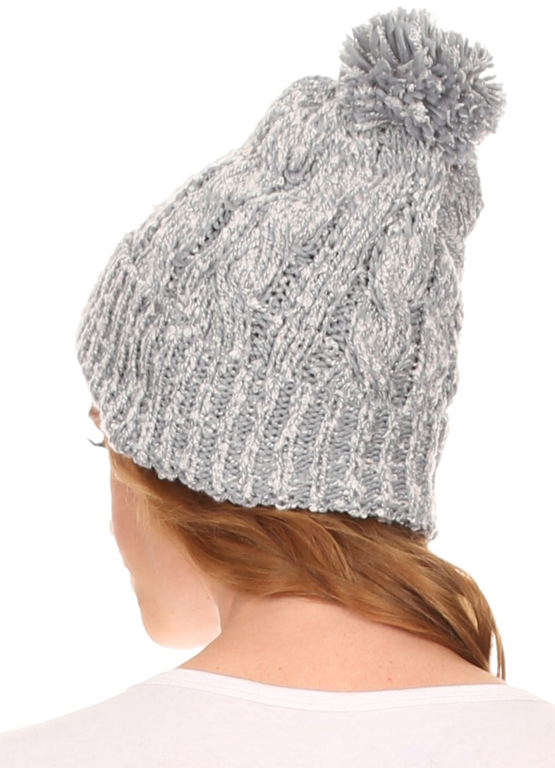 Gorro unisex de punto texturizado con pompón Sakkas Greer