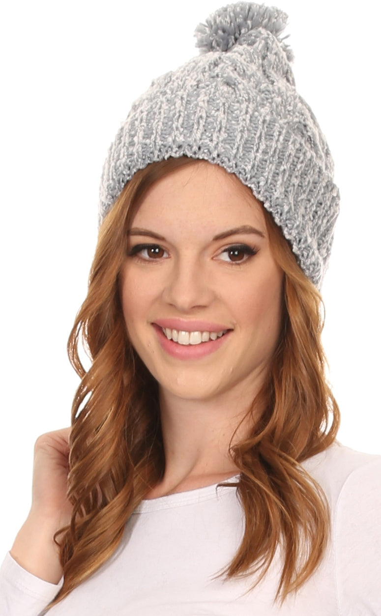 Gorro unisex de punto texturizado con pompón Sakkas Greer