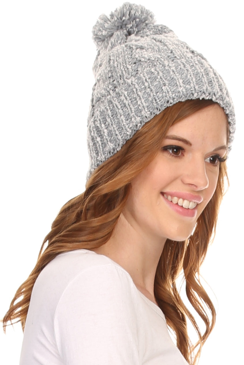 Gorro unisex de punto texturizado con pompón Sakkas Greer
