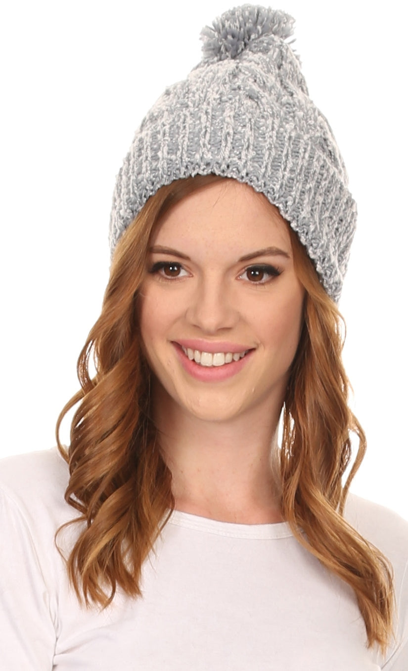 Gorro unisex de punto texturizado con pompón Sakkas Greer