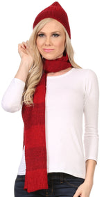 Sakkas  Robin Unisex Ribbed Knit Heather Beanie Hat And Scarf Set