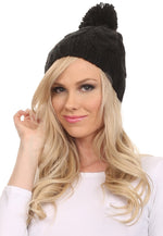 Gorro unisex de punto trenzado con pompón y borlas Sakkas Tabb