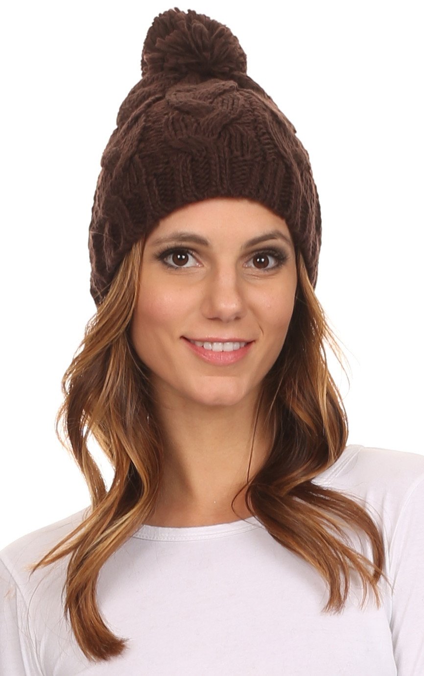 Gorro unisex de punto trenzado con pompón y borlas Sakkas Tabb