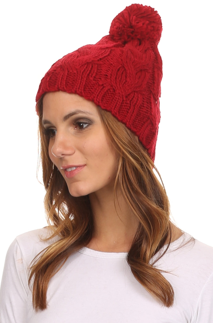 Gorro unisex de punto trenzado con pompón y borlas Sakkas Tabb